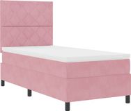 vidaXL Boxspringbed met hoofdeinde roze 90 x 200 cm fluweel