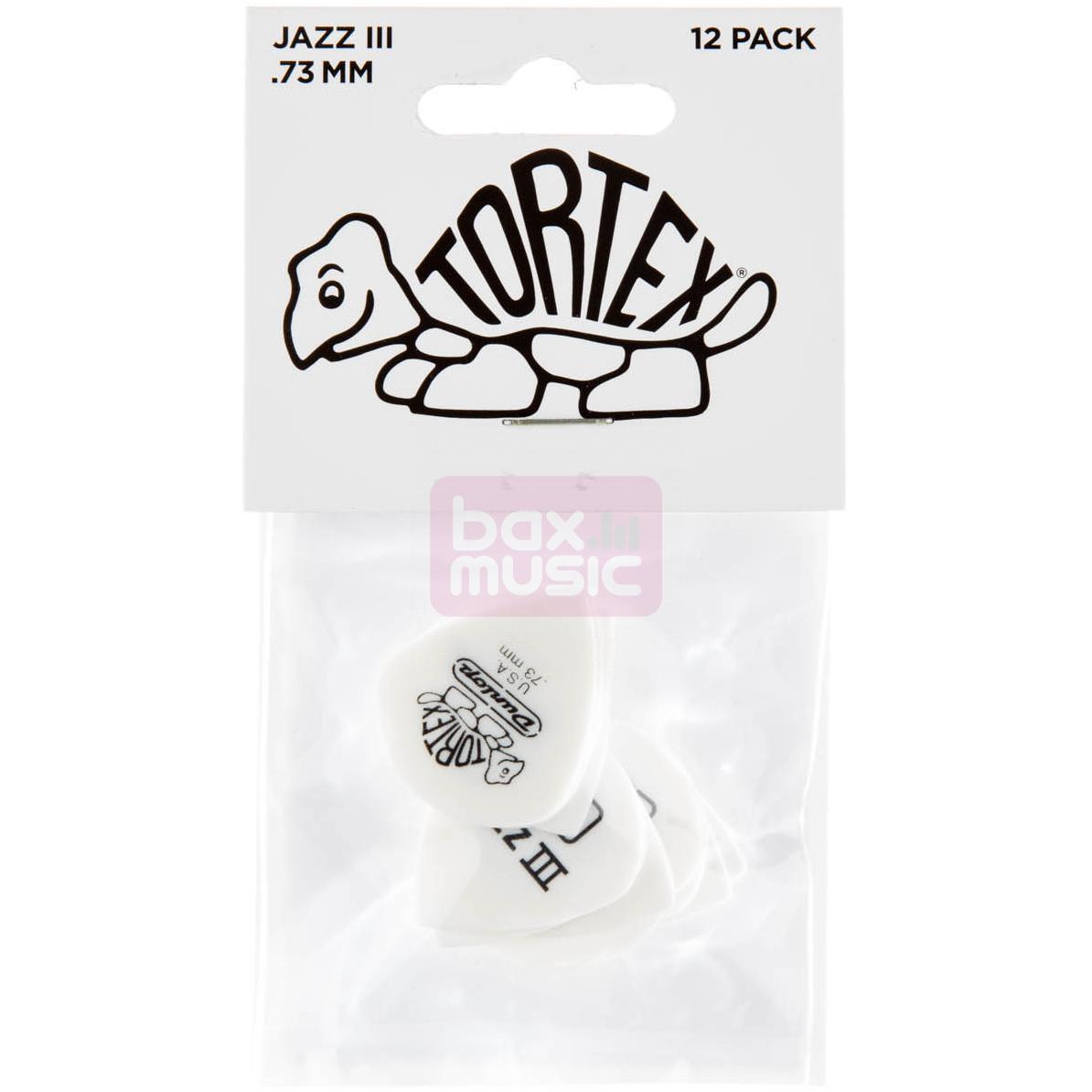 Dunlop Tortex White Jazz III 0.73mm 12-pack plectrumset