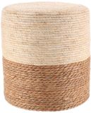 Tendance Pouf de maïs et bois naturel et blanc Beige Rond Adultes Bois