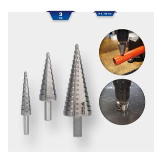 Brilliant Tools Set getrapte boren, 3-dlg, Ø 4 - 32 mm