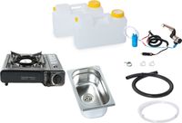 Barwig Mini-keuken 12V pour camping, caravane ou camping-car, kit, avec évier, dimensions 265x160x100 mm, plus cuisinière à gaz