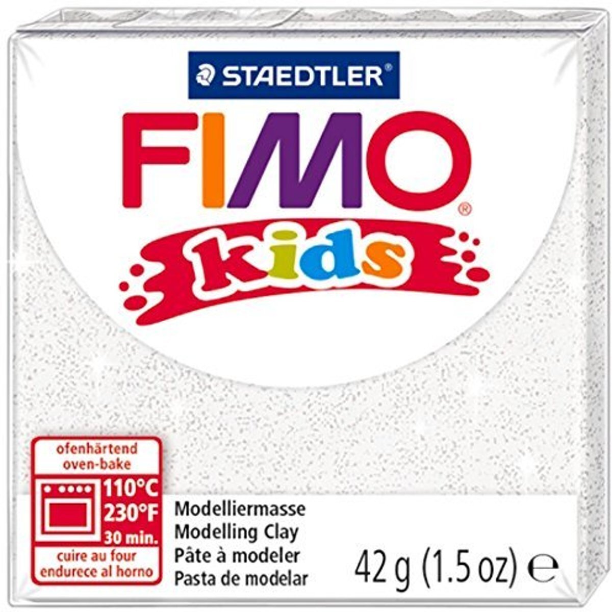 Fimo Kids Boetseerklei Glitter - Wit