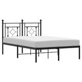 VidaXL Bedframe met hoofdbord metaal zwart 150x200 cm