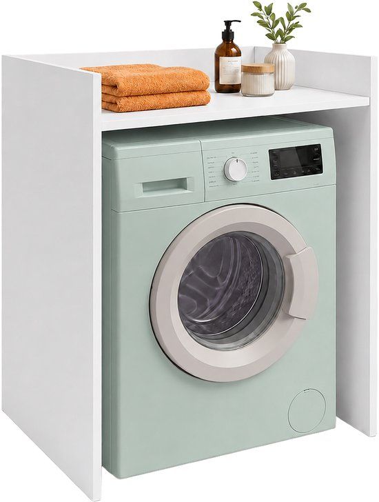 Merkloos Relaxdays Wasmachinekast - 97 x 66 x 61 cm - Omkasting - Wit