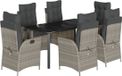 vidaXL 7-delige tuinset met kussens, polyrattan, grijs