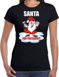 Shoppartners Bv Santa for president T-shirt de Noël / T-shirt de Noël noir pour femmes - Vêtement de Noël / Tenue de Noël S