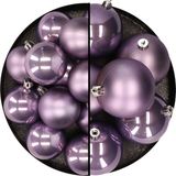 Kaemingk B.V. Boules de Noël - plastique - 18x pièces - lilas violet - 6 et 8 cm
