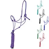 Majestic Ally 1/4 inch touw 4 knopen stijve polyester training halter met 10 ' bijpassende lijn touw voor paarden - volledig (paars, volledig)