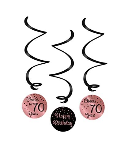 PD-Party Swirl decorations rose/black - 70, set van 6