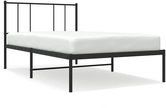 vidaXL Bedframe met hoofdbord metaal zwart 90x190 cm