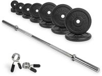 VirtuFit Gietijzeren Halterset - 120 kg - Volledige set - Incl. Halterstang, Halterschijven en Veerclipsluitingen