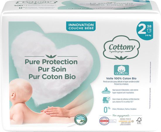 Cottony Luiers Maat 2 (3-6 kg) - 38 stuks