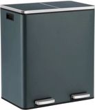 KITCHEN MOVE MAJOR Keukenemmer met pedaal, selectieve scheiding, grote capaciteit, 60 l (2 x 30 l), roestvrij staal, mat grijs