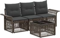 vidaXL - Tuinbank - Set - 4 - st - Grijs - poly - rattan