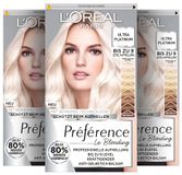L'Oréal Paris Extreem bleekmiddel, voor platinablond, met anti-vergeling en anti-haarbreuk-technologie, permanente haarkleur, Préférence Le Blonding, 9 liter, licht platinablond, multipack