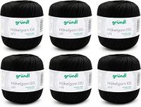 Gründl Haakgaren 100 van 100% katoen, 6 kluwen van 100 g, zwart