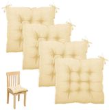 Unyqoos® Set van vier comfortabele stoelkussens met antislip en wasbare hoes - Geel