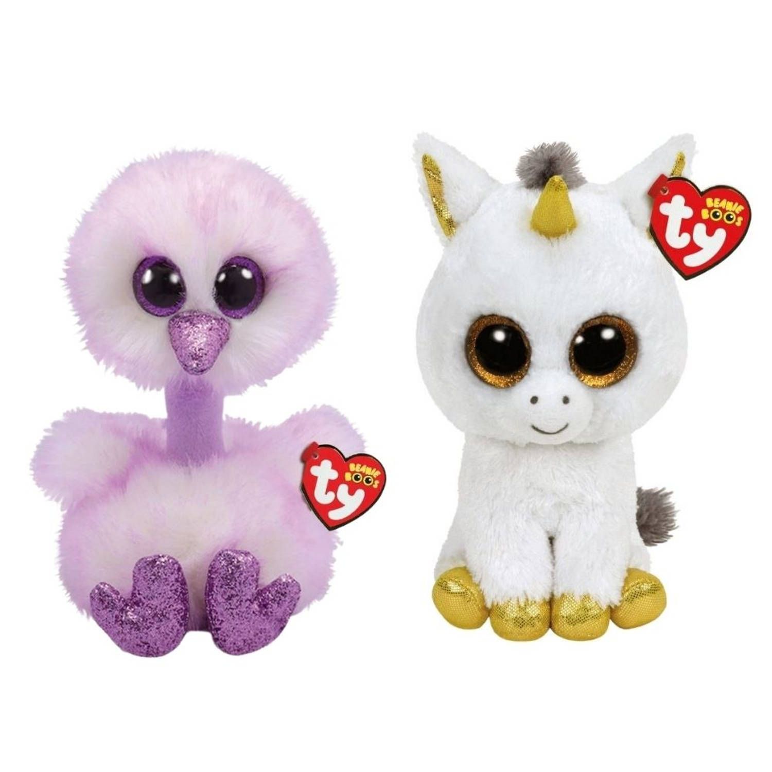 TY - Knuffel - Beanie Buddy - Kenya Ostrich & Pegasus Unicorn - Meerkleurig