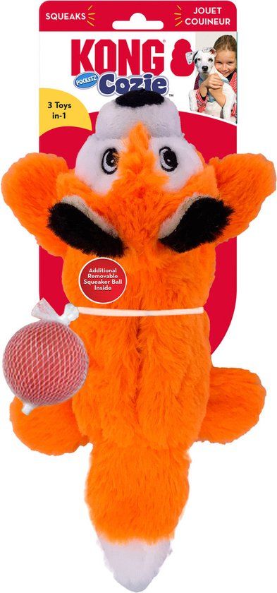 KONG Cozie Pocketz Fox - Hondenspeelgoed - Medium - Oranje