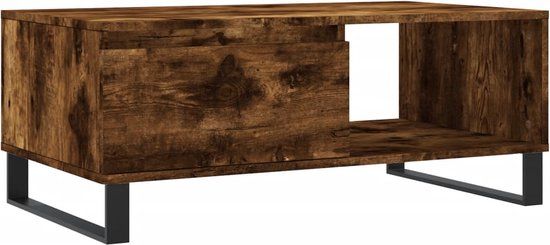 vidaXL Salontafel 90x50x36,5 cm bewerkt hout gerookt eikenkleurig
