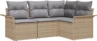 vidaXL Tuinbank - Set - 4 - st - Beige - poly - rattan