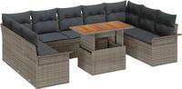 vidaXL Tuinbank Set 10 st Grijs Poly rattan