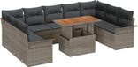 vidaXL Tuinbank Set 10 st Grijs Poly rattan