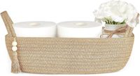 Merkloos Famanu Opbergmand toilet tank top boho badkamer - geweven touw toiletpapier lade - achterkant toilet organizer plank - jute - 1 pak - 30 cm L x 15 cm B
