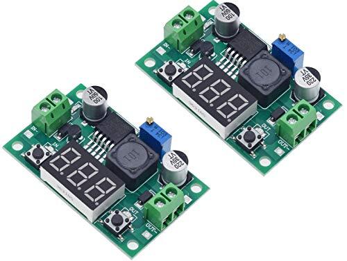 TECNOIOT 2pcs LM2596 DC-DC Adjustable Step-Down Power Module + LED Voltmeter DC/DC