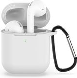 By Qubix AirPods Hoesje - Siliconen Case voor AirPods 1/2 - Wit met Riemclip