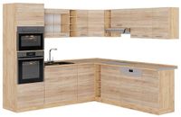 Vicco Hoekkeuken R-Line, Sonoma/Goudkleurig Eiken, 247 x 237 cm zonder werkblad
