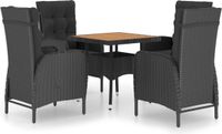 vidaXL - 5-delige - Tuinset - poly - rattan - en - acaciahout - zwart