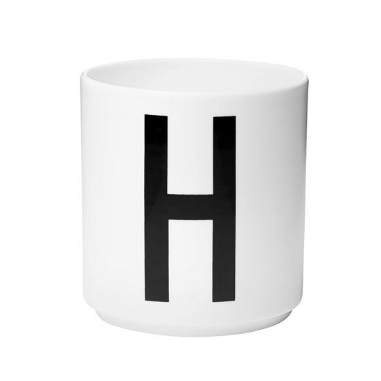 Design Letters AJ Porseleinen Mok - H - Wit - 9 cm