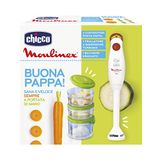 Chicco Blender met potten, 1 staafmixer, 3 luchtdichte en gegradeerde havermoutcontainers met verschillende capaciteiten, voor het bewaren van levensmiddelen in de koelkast en vriezer, wit