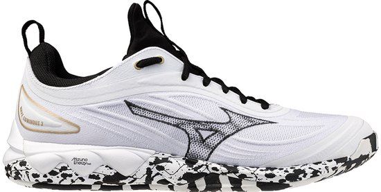 Mizuno Indoor schoenen Wave Luminous 3 Unisex Korfbal white/black/gegold Maat 40.5