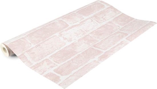 Noordwand Behang kinderkamer roze - bakstenen - behangpapier