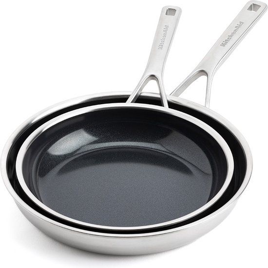 KitchenAid Multi-Ply Koekenpannenset - 2-delig - RVS - Inductie - PFAS-vrij
