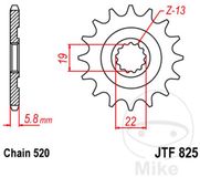 Ritsel 13 tanden stap 520 klein – diameter int. 19