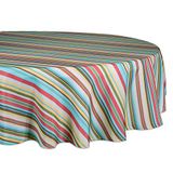 DII Tafelkleden, collectie voor op het tafelblad, voor binnen en buiten, multifunctioneel, machinewasbaar, gestreept, rond, 152 cm, zomerprint