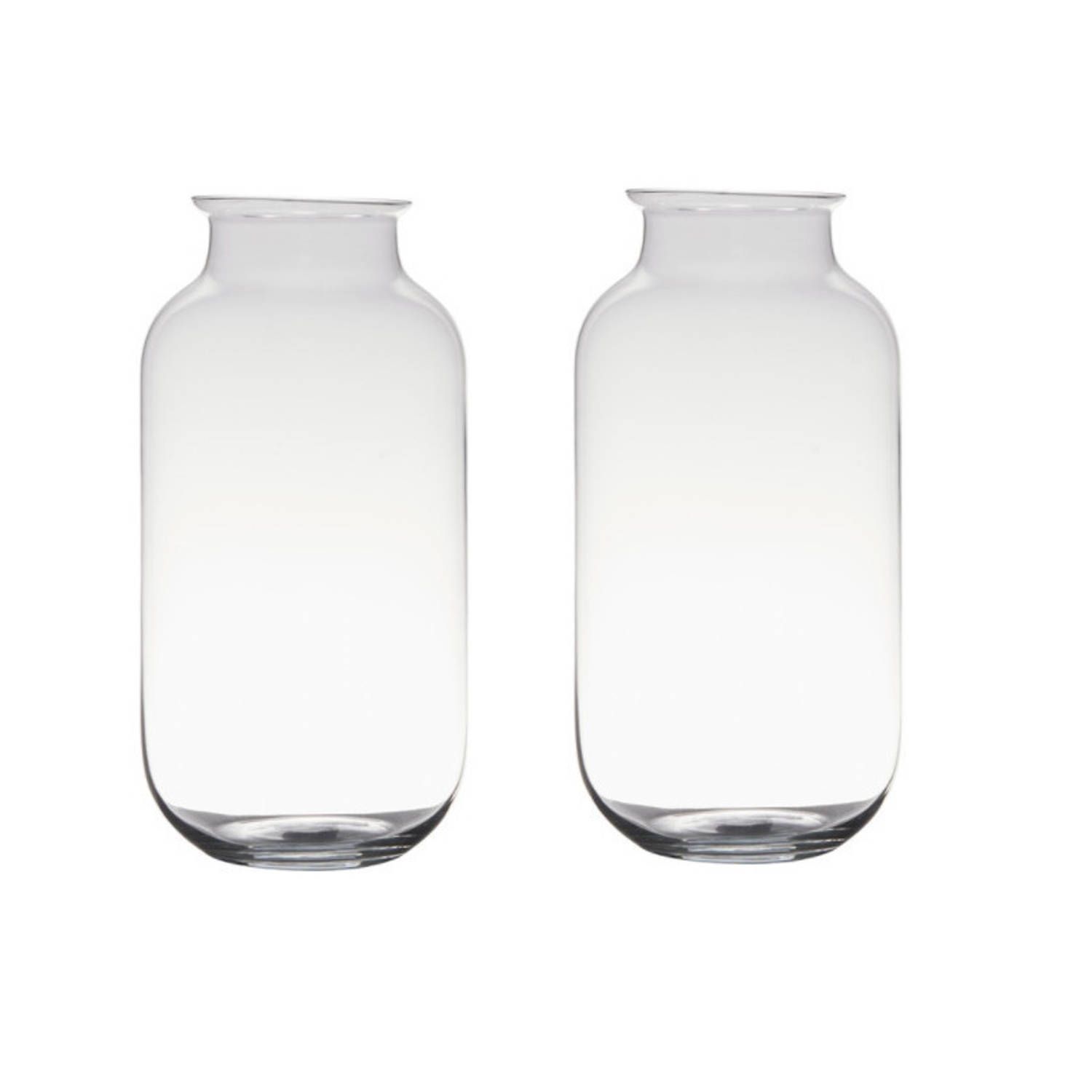 Set van 2x transparante glazen vazen - 35 x 17 cm - Bloemenvaas voor binnen