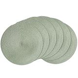 AHHFSMEI Ronde gevlochten placemats 35 cm ronde tafelmatten voor eettafels geweven hittebestendige placemats set van 6 (mistgroen)