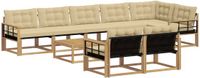 vidaXL - Hoek loungeset - 8 zitplekken - Wit en Beige - Acacia Hout