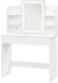 Happiq Table de toilette Blanc avec miroir LED - Luminosité réglable et 2 ports USB - Table de maquillage moderne pour chambre à coucher