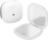 Merkloos / Sans marque Holland Connections 10x verlichte, oplaadbare, compacte reisspiegel met LED-licht, ultraheldere 10x vergroting, 3 lichtstanden, dimbare USB-C-aanraakspiegel (wit)