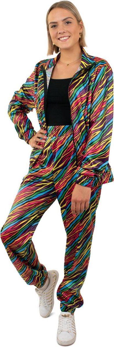 PartyXplosion Jaren 80 & 90 Kostuum - Zebra Strepen - Dames - Small