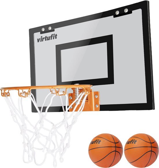 Virtufit Pro Mini Basketbalbord met 2 Ballen en Pomp - Zwart