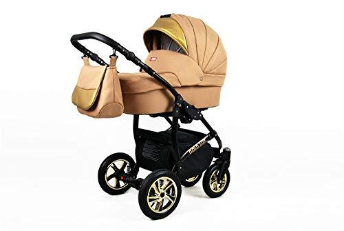 SaintBaby Kinderwagen 3in1 Set Isofix Buggy Baby Autostoeltje Black-Deluxe by Sand Pearl 2in1 zonder autostoel