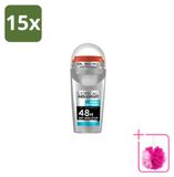 L'Oréal Paris Men Expert Fresh Extreme Déodorant Roller - 50 ml - Lot économique - 15 pièces