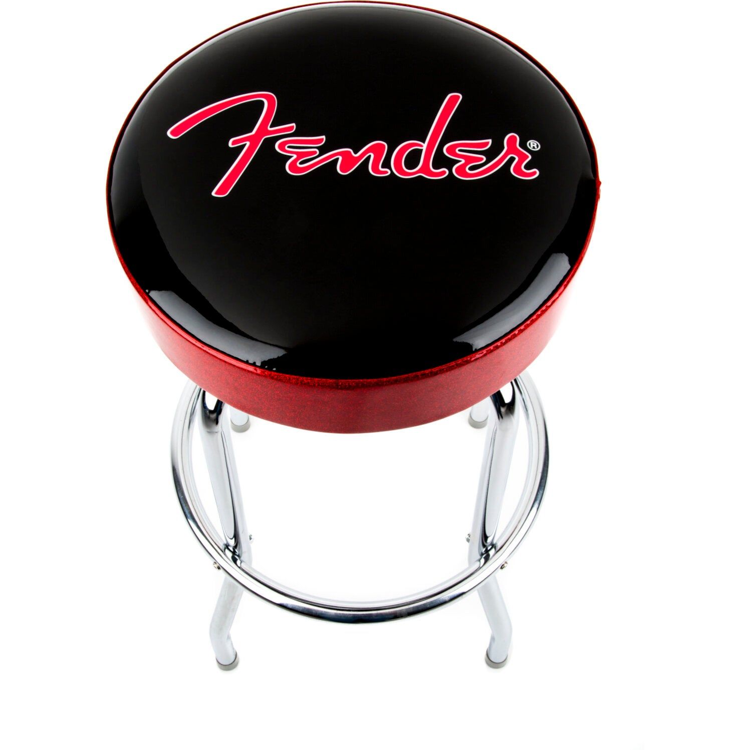 Fender Red Sparkle Logo Barstool - 30" - Black/Red/Chrome