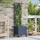 vidaXL Tuinsteker met schutting en wielen Grijs 40 x 40 x 149 cm PP